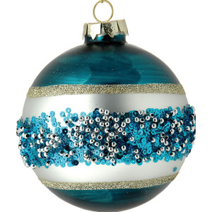 Μπλέ Γυάλινη Χριστουγεννιάτικη Μπάλα 8cm,Σέτ/6