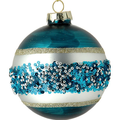 Μπλέ Γυάλινη Χριστουγεννιάτικη Μπάλα 8cm,Σέτ/6