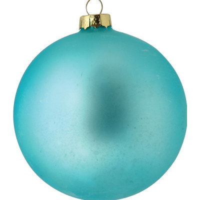Μπλέ Γυάλινη Μάτ Χριστουγεννιάτικη Μπάλα 10cm,Σέτ/4
