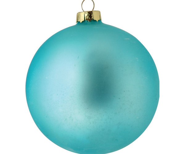 Μπλέ Γυάλινη Μάτ Χριστουγεννιάτικη Μπάλα 10cm,Σέτ/4