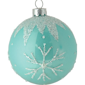 Μπλέ Γυάλινη Χριστουγεννιάτικη Μπάλα 8cm,Σέτ/6