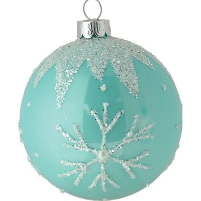 Μπλέ Γυάλινη Χριστουγεννιάτικη Μπάλα 8cm,Σέτ/6