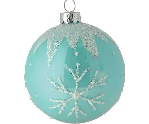 Μπλέ Γυάλινη Χριστουγεννιάτικη Μπάλα 8cm,Σέτ/6