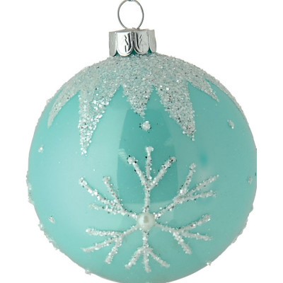 Μπλέ Γυάλινη Χριστουγεννιάτικη Μπάλα 10cm,Σέτ/4