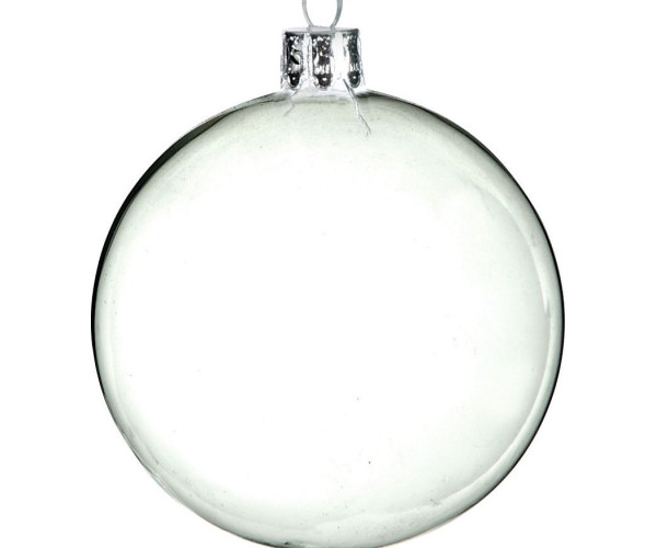 Διάφανη Γυάλινη Χριστουγεννιάτικη Μπάλα 8cm,Σέτ/6