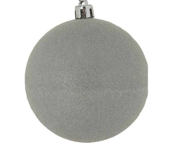 Ασημί Πλαστική Χριστουγεννιάτικη Μπάλα Με Γκλίτερ 8cm,Σέτ/6