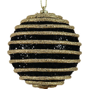 Μάυρη Χριστουγεννιάτικη Μπάλα 8cm,Σέτ/6