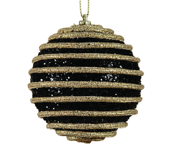 Μάυρη Χριστουγεννιάτικη Μπάλα 10cm,Σέτ/6