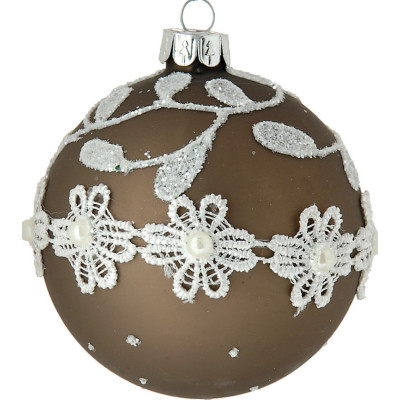 Καφέ Γυάλινη Χριστουγεννιάτικη Μπάλα 8cm,Σέτ/6