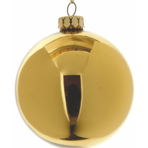 Γυάλινη Χρυσή Γυαλιστερή - Μάτ Χριστουγεννιάτικη Μπάλα 8cm,Σέτ/6