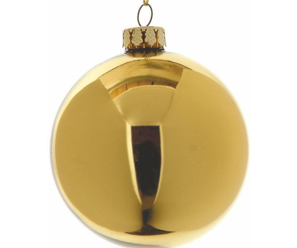 Γυάλινη Χρυσή Γυαλιστερή - Μάτ Χριστουγεννιάτικη Μπάλα 10cm , Σέτ/4 