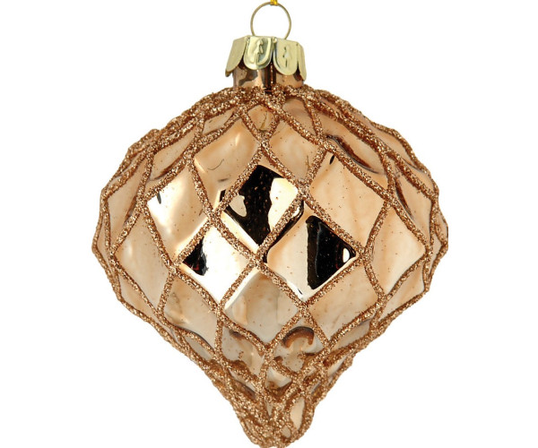 Χάλκινη Γυάλινη Χριστουγεννιάτικη Μπάλα 9cm,Σέτ/6