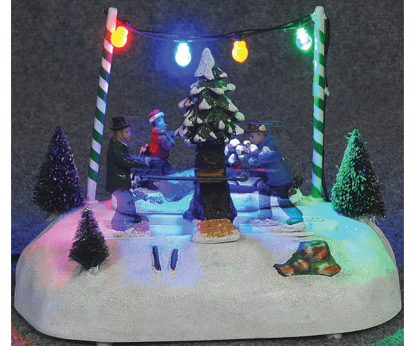 Χριστουγεννιάτικο Διακοσμητικό Όπτικαλ Χωριό Μουσικής Και Κίνησης Μπαταρίας ,20 x 12 x 15(Η)cm