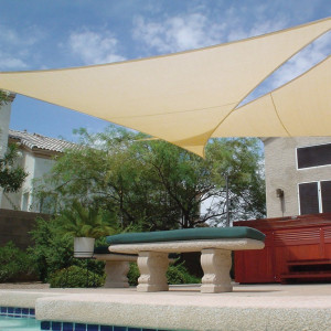 Εκρού Τριγωνικό Αδιάβροχο Πανί Σκίασης 350 x 350 x 350cm