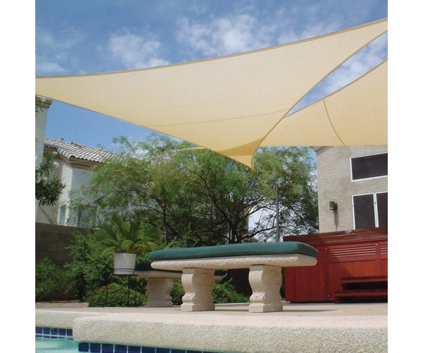 Εκρού Τριγωνικό Αδιάβροχο Πανί Σκίασης 350 x 350 x 350cm