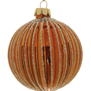 Χάλκινη Γυάλινη Χριστουγεννιάτικη Μπάλα 8cm , Σέτ/6 Τεμαχίων