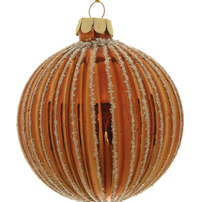 Χάλκινη Γυάλινη Χριστουγεννιάτικη Μπάλα 8cm , Σέτ/6 Τεμαχίων