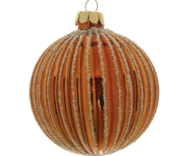 Χάλκινη Γυάλινη Χριστουγεννιάτικη Μπάλα 10cm,Σέτ/4