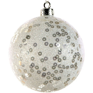 Λευκή Χριστουγεννιάτικη Μπάλα 10cm,Σέτ/6