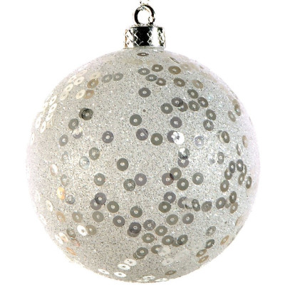 Λευκή Χριστουγεννιάτικη Μπάλα 10cm,Σέτ/6