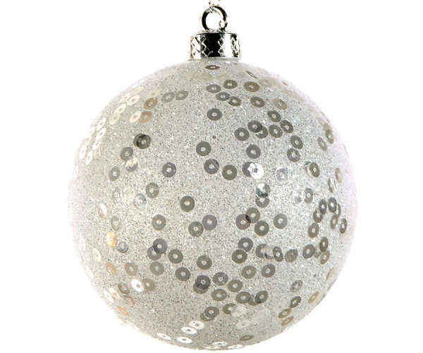 Λευκή Χριστουγεννιάτικη Μπάλα 10cm,Σέτ/6