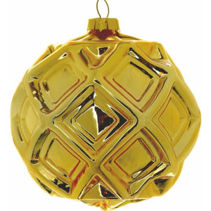 Γυάλινη Χρυσή Χριστουγεννιάτικη Μπάλα 10cm,Σέτ/4