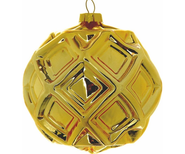 Γυάλινη Χρυσή Χριστουγεννιάτικη Μπάλα 10cm,Σέτ/4
