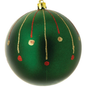 Πράσινη Πλαστική Χριστουγεννιάτικη Μπάλα 10cm,Σέτ/4