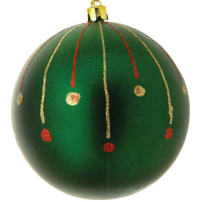 Πράσινη Πλαστική Χριστουγεννιάτικη Μπάλα 10cm,Σέτ/4