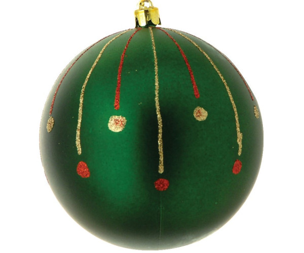 Πράσινη Πλαστική Χριστουγεννιάτικη Μπάλα 10cm,Σέτ/4