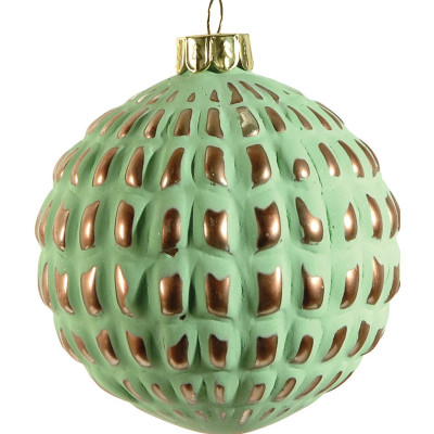Πράσινη Γυάλινη Χριστουγεννιάτικη Μπάλα 8cm,Σέτ/6