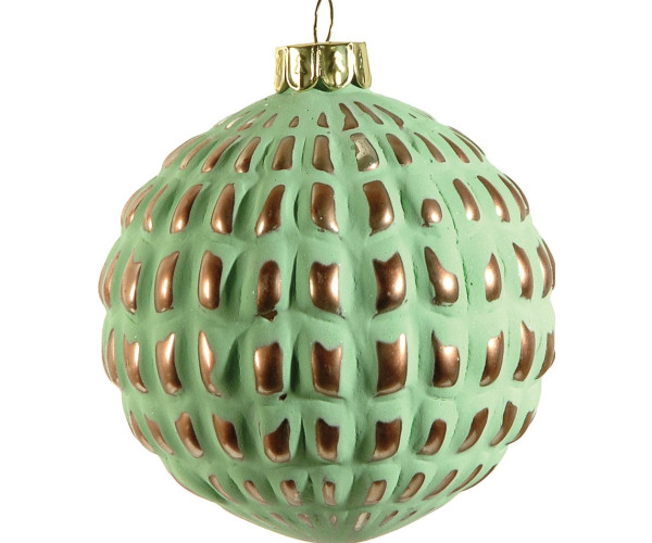 Πράσινη Γυάλινη Χριστουγεννιάτικη Μπάλα 8cm,Σέτ/6