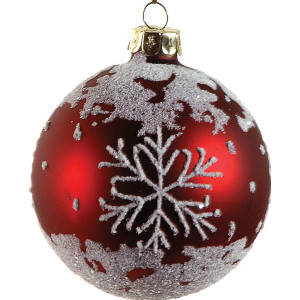 Κόκκινη Γυάλινη Χριστουγεννιάτικη Μπάλα 8cm,Σέτ/6