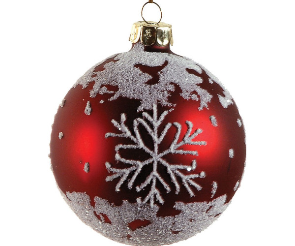 Κόκκινη Γυάλινη Χριστουγεννιάτικη Μπάλα 8cm,Σέτ/6