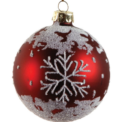 Κόκκινη Γυάλινη Χριστουγεννιάτικη Μπάλα 10cm,Σέτ/4