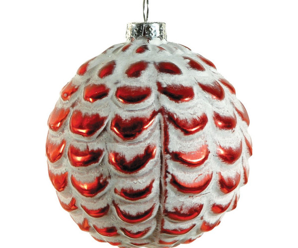 Κόκκινη Γυάλινη Χριστουγεννιάτικη Μπάλα 8cm,Σέτ/6