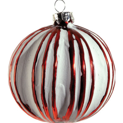 Κόκκινη Γυάλινη Χριστουγεννιάτικη Μπάλα 10cm,Σέτ/4