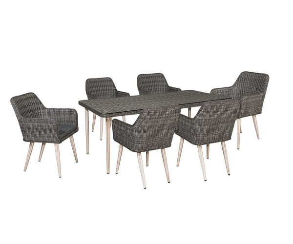 Τραπεζαρία Rattan Με Αλουμίνιο Σκελετό Σέτ 7 Τεμαχίων ,200 x 100 x 75(h)cm Τραπεζαρία Rattan Με Αλουμίνιο Σκελετό Σέτ 7 Τεμαχίων ,200 x 100 x 75(h)cm