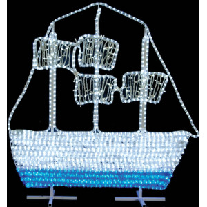 Led 3D Φωτιζόμενο Καράβι Με Φωτοσωλήνα RUBBER Led Και Pvc Γιρλάντα Ip44 ,120(Η) x 120cm