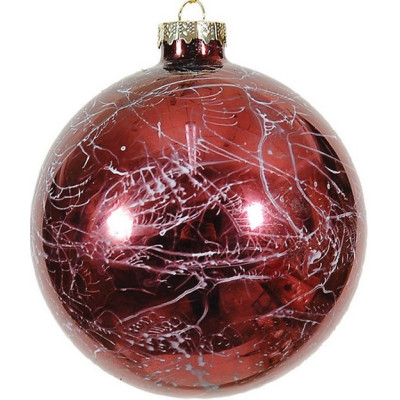 Μώβ Γυάλινη Χριστουγεννιάτικη Μπάλα 8cm,Σέτ/6