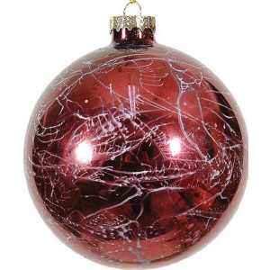 Μώβ Γυάλινη Χριστουγεννιάτικη Μπάλα 10cm,Σέτ/4