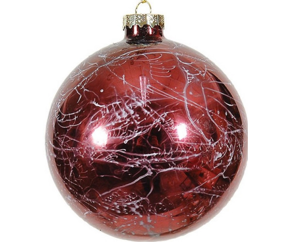 Μώβ Γυάλινη Χριστουγεννιάτικη Μπάλα 10cm,Σέτ/4