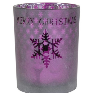 Γυάλινο Χριστουγεννιάτικο Κηροπήγιο 10 x 12.5(h)cm