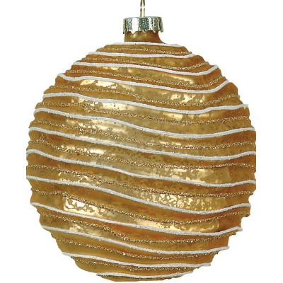 Γυάλινη Χρυσή Χριστουγεννιάτικη Μπάλα 8cm,Σέτ/6