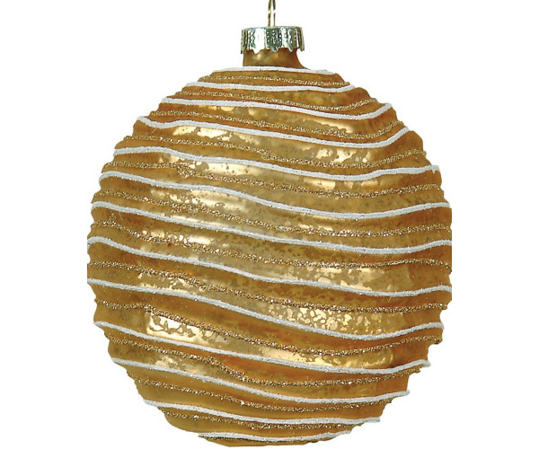Γυάλινη Χρυσή Χριστουγεννιάτικη Μπάλα 8cm,Σέτ/6