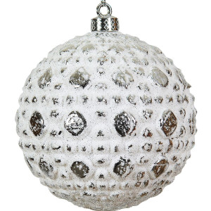 Ασημί Πλαστική Χριστουγεννιάτικη Μπάλα 8cm,Σέτ/6