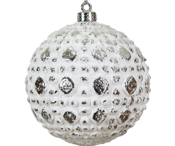 Ασημί Πλαστική Χριστουγεννιάτικη Μπάλα 8cm,Σέτ/6