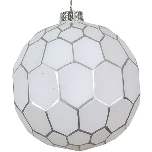 Ασημί Γυάλινη Χριστουγεννιάτικη Μπάλα 8cm,Σέτ/6