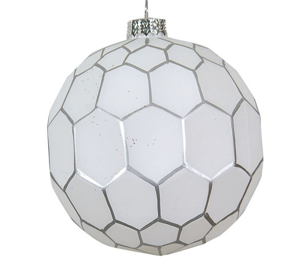 Ασημί Γυάλινη Χριστουγεννιάτικη Μπάλα 10cm,Σέτ/4