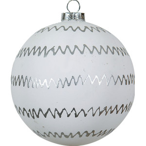Ασημί Γυάλινη Χριστουγεννιάτικη Μπάλα 10cm,Σέτ/4